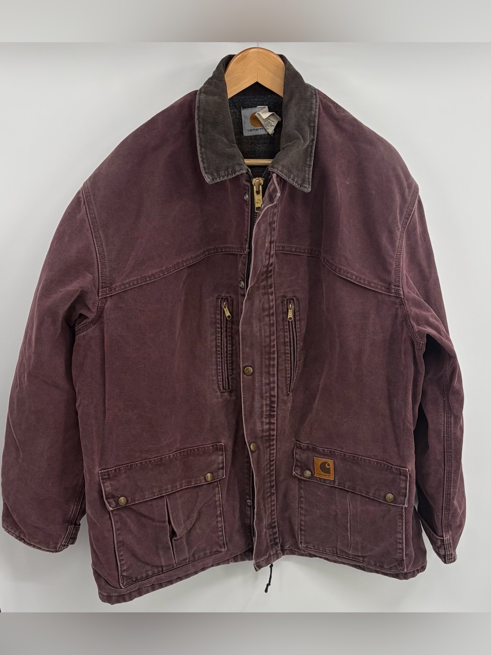Carhartt vintage blanket lined chore duck canvas jacket faded burgundy men’s XL